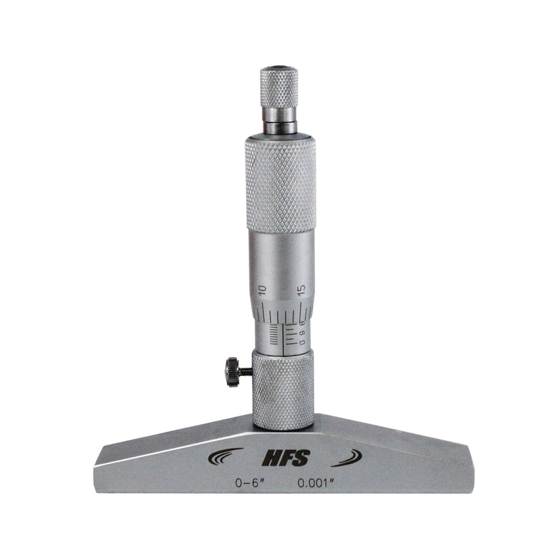 Depth Micrometer, 0-4" Measuring Range, 0.001" Resolution, 4" Base