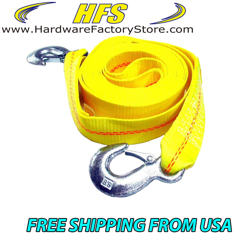 4.5 Ton 2 Inch x 30 Ft. Polyester Tow Strap Rope 2 Hooks 9000lb Towing Recovery