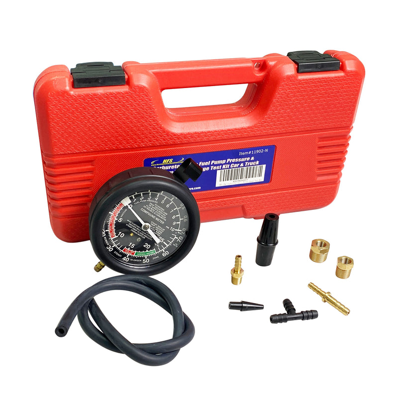 Carburetor Valve Fuel Pump Pressure & Vacuum Tester Gauge Test Kit Car & Truck