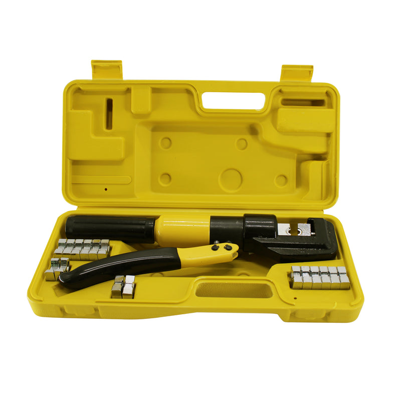 10T Hydraulic Wire Terminal Crimper Battery Cable Lug Crimping Tool 9dies