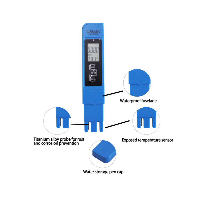 pH and TDS Meter Combo, 0.05ph High Accuracy Pen Type pH Meter +/- 2% Readout Accuracy 3-in-1 TDS EC Temperature Meter