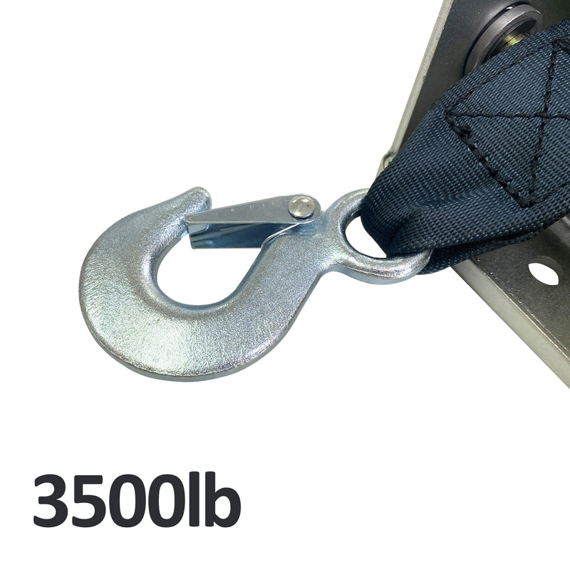 3500lbs Capacity Heavy Duty Hand Winch,Nylon Strap Manual Portable Crank Winch