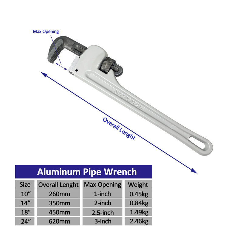10 IN Heavy Duty Aluminum Straight Pipe Wrench