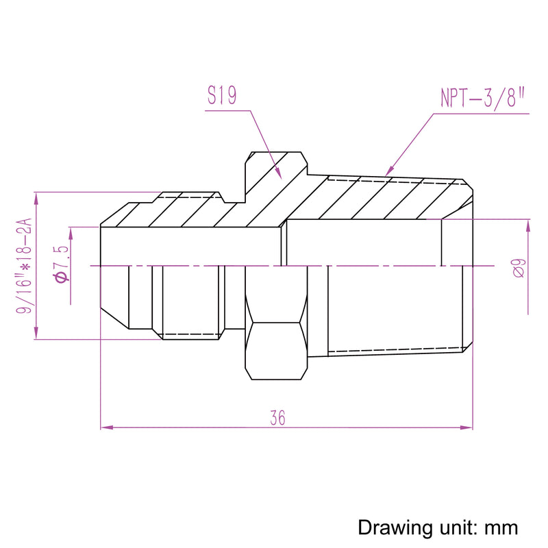 Male NPT to Male JIC Adapter - Multiple Sizes  Stainless Steel 304