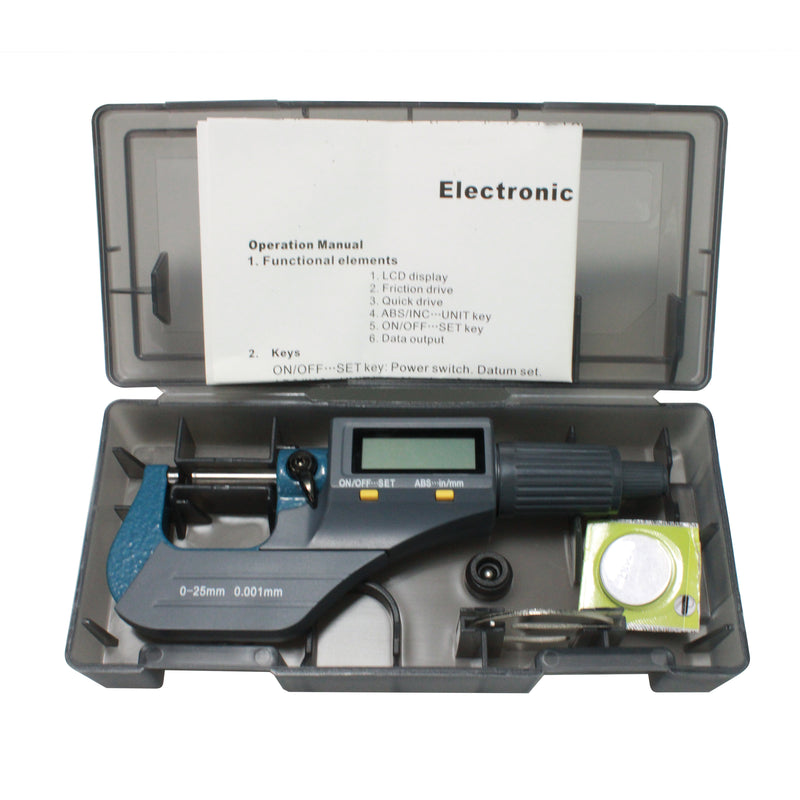 0-1" - 0-25mm 2 Function Electronic Digital Outside Micrometer CarbideTip