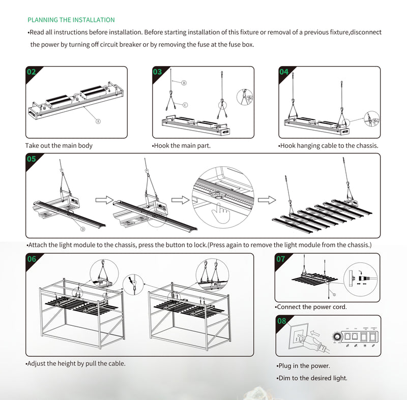 LED Grow Light IR Full Spectrum Panel 820W 8 Light Bar