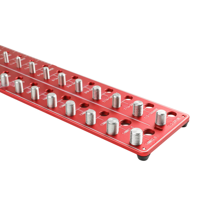 Nut and Bolt Thread Checker, Wall-mountable Bolt and Nut Identifier Gauge, 28 Sizes for Metric & Standard Threads