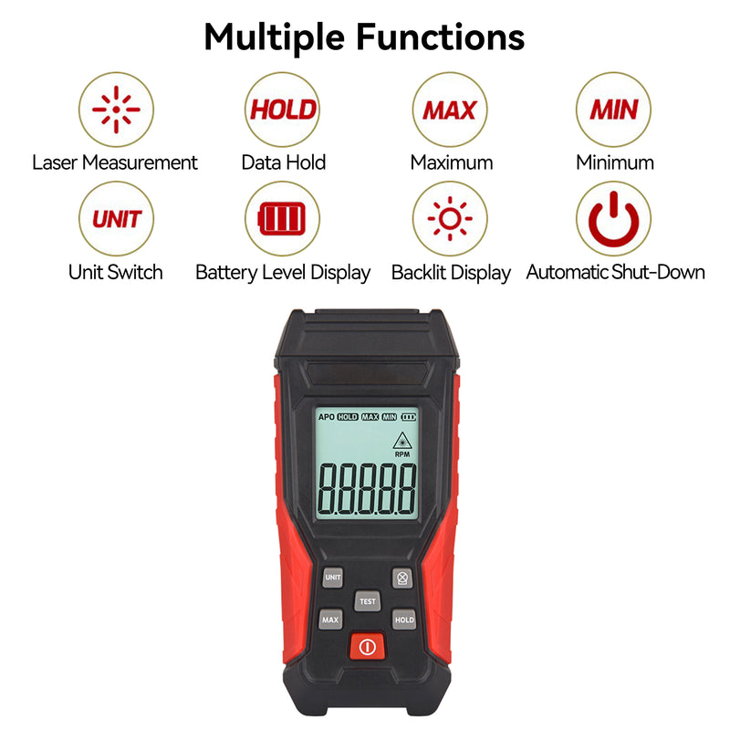 Digital Tachometer Non-Contact RPM Tach Laser Photo Sensor 3~100000RPM Accuracy RPM Gauge Marker