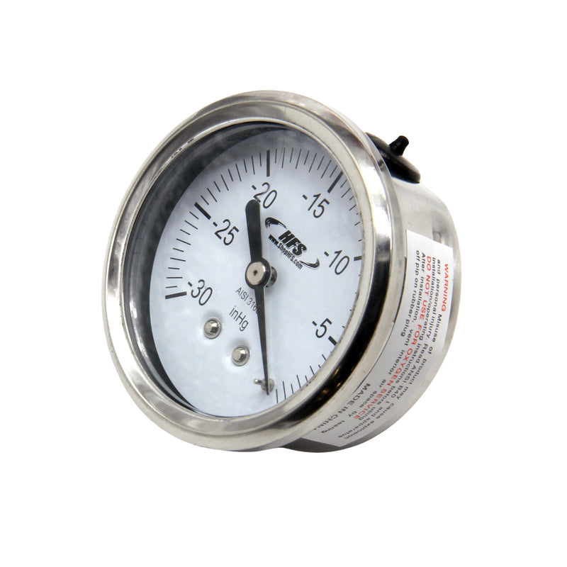 HFS 2.5" Dry Utility Vacuum Gauge 1/4" NPT Center Mount; -30HG/0PSI Back Mount