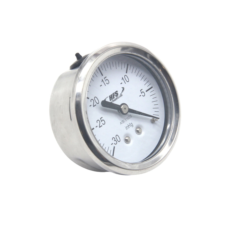 HFS 2.5" Dry Utility Vacuum Gauge 1/4" NPT Center Mount; -30HG/0PSI Back Mount