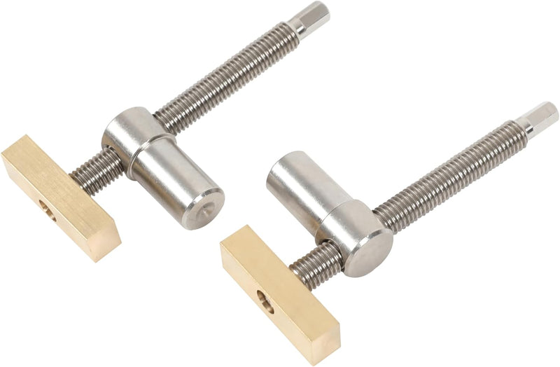 HFS(R) 2 Pack 3/4" Bench Dog Clamp Dog Hole Clamp Woodworking Adjustable Workbench with Bench Dogs Stainless Steel Brass
