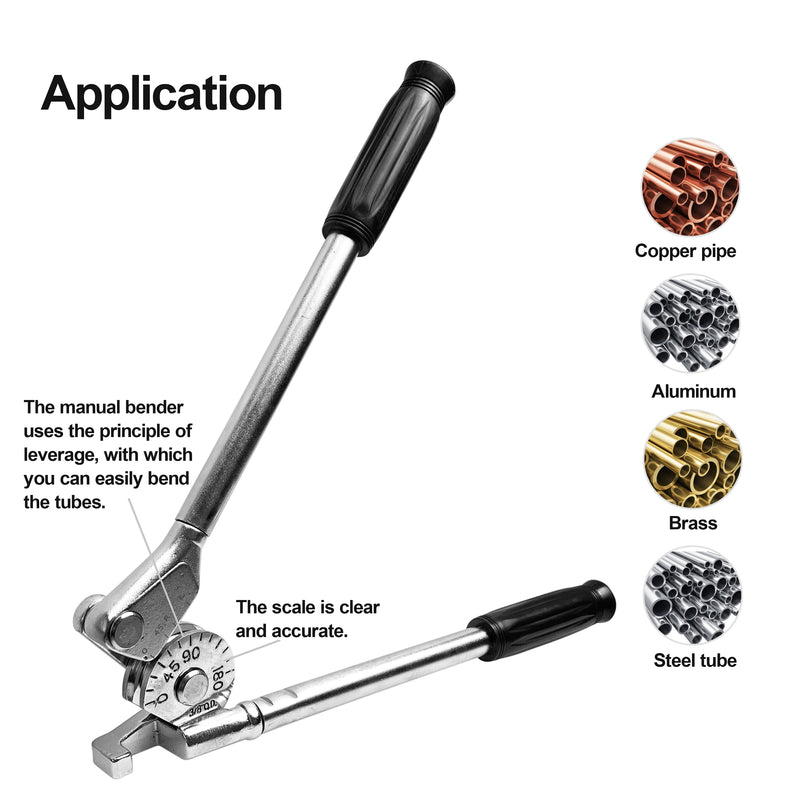 HFS(R) 3/8" OD Tubing Bender Manual Bender 180° HVAC Soft Copper Aluminum Tubes Bending Tool for Air Conditioning Refrigeration Repair