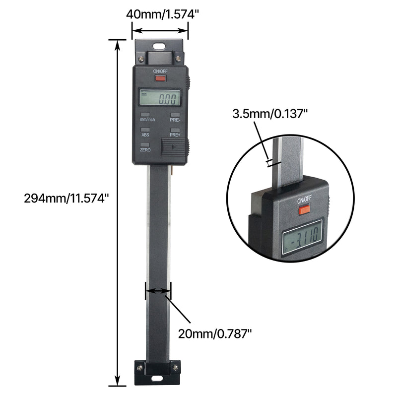 0-6"/0-150mm Vertical Digital Readout DRO Linear Scale - Hardened Stainless Steel, Accuracy ±0.05mm, Resolution 0.01mm