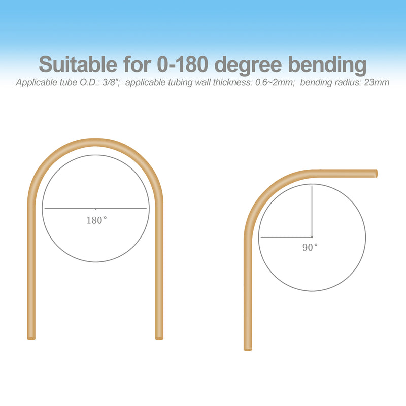 HFS(R) 3/8" OD Tubing Bender Manual Bender 180° HVAC Soft Copper Aluminum Tubes Bending Tool for Air Conditioning Refrigeration Repair