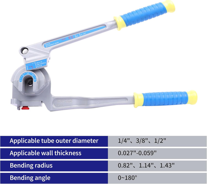 HFS(R) Tube Benders Manual Bender 3-In-1 180 Degree 1/4" 3/8" 1/2" HVAC Soft Copper Aluminum Tubes Bending Tool