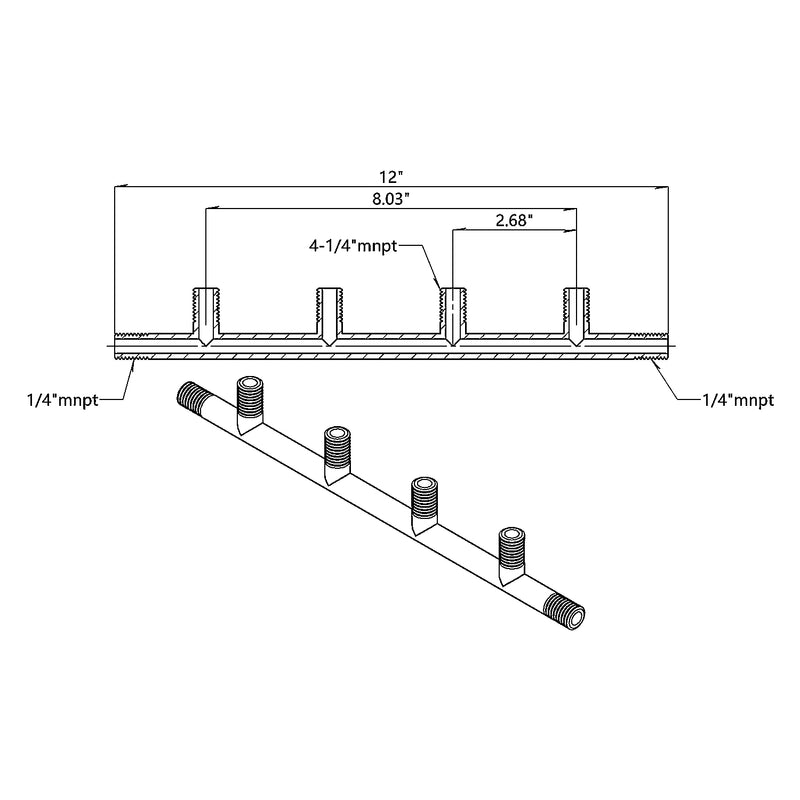 NPT Manifold Male - 6 Ports