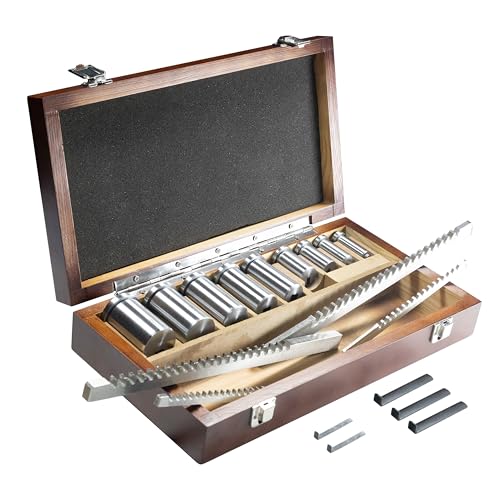 HFS(R) 18 PCS No.10 HSS Keyway Broach Set in Fitted Box, Precision Ground Teeth, 4 Broaches and 9 Bushings