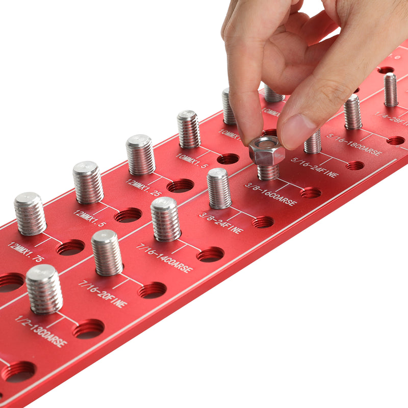 Nut and Bolt Thread Checker, Wall-mountable Bolt and Nut Identifier Gauge, 28 Sizes for Metric & Standard Threads