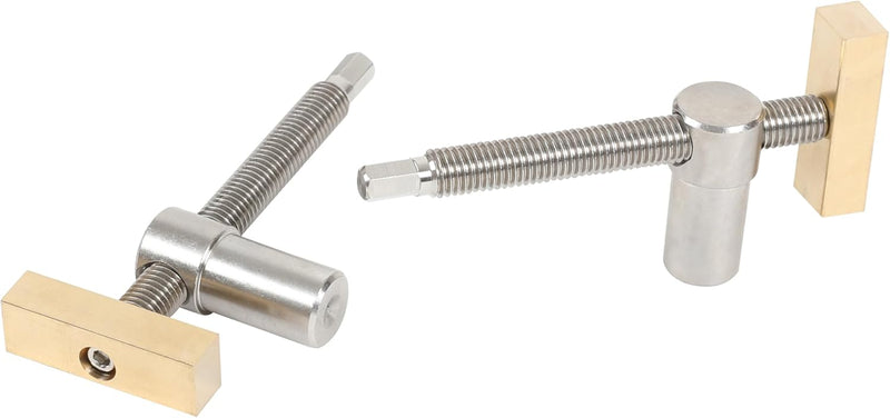 HFS(R) 2 Pack 3/4" Bench Dog Clamp Dog Hole Clamp Woodworking Adjustable Workbench with Bench Dogs Stainless Steel Brass