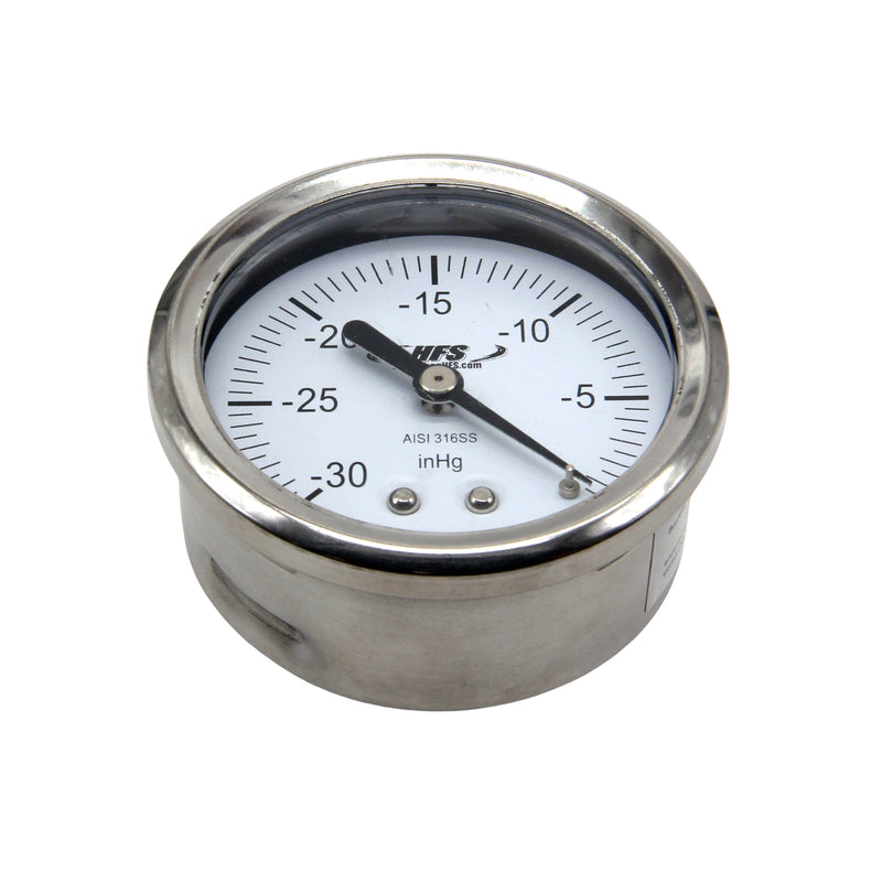 HFS 2.5" Dry Utility Vacuum Gauge 1/4" NPT Center Mount; -30HG/0PSI Back Mount