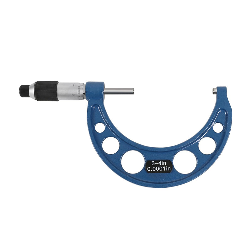 3-4" Range .0001" Graduation Solid Metal Frame Outside Micrometer Plastic Case