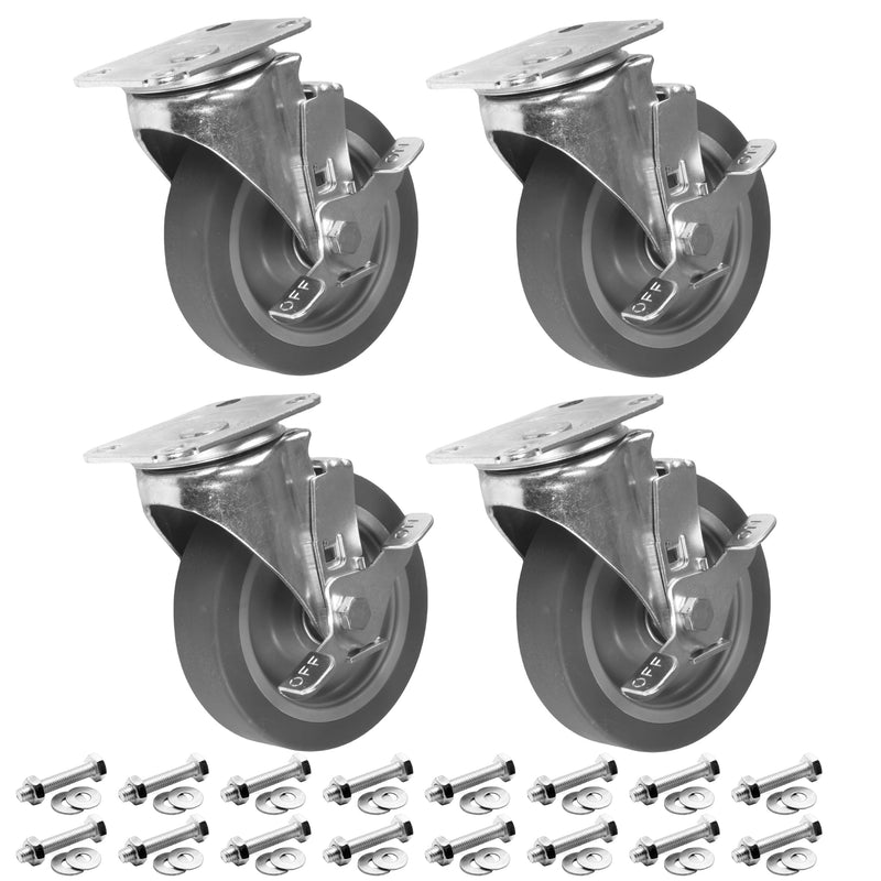 Caster 5" x 1-1/4" Plate Swivel with Brake Polypropylene Hub Wheel