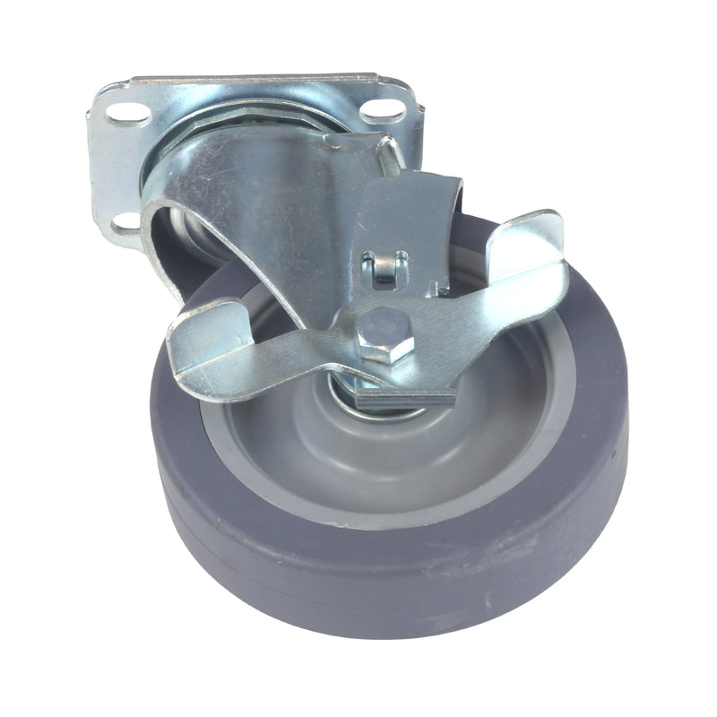 Caster 5" x 1-1/4" Plate Swivel with Brake Polypropylene Hub Wheel