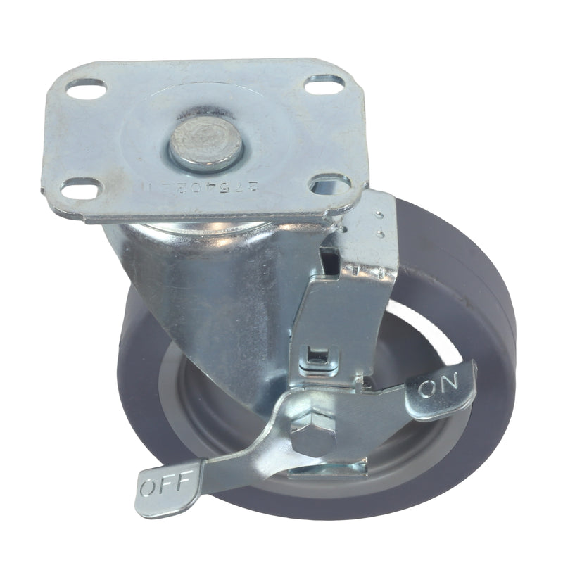 Caster 5" x 1-1/4" Plate Swivel with Brake Polypropylene Hub Wheel