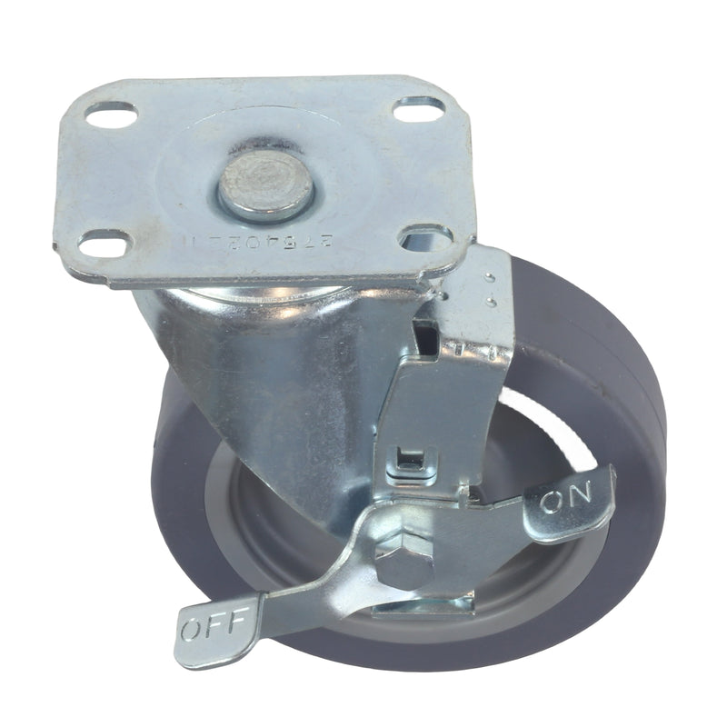 Caster 5" x 1-1/4" Plate Swivel with Brake Polypropylene Hub Wheel