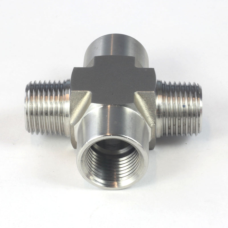 NPT Thread Pipe Fitting 4 Way Cross (M x F x M x F) Stainless Steel 304