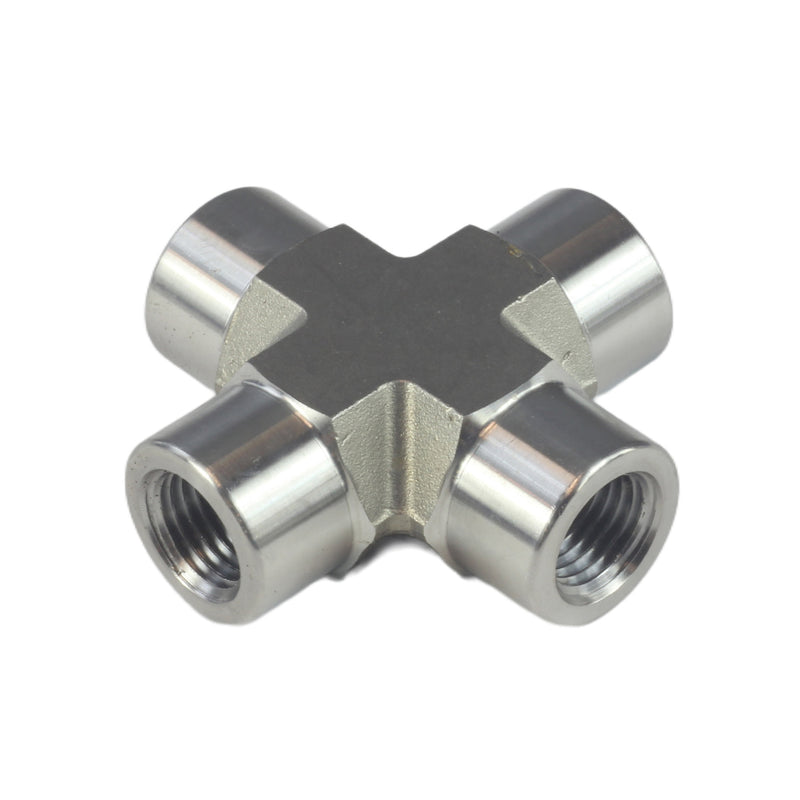 NPT Female Thread Pipe Fitting 4 Way Cross Stainless Steel 304