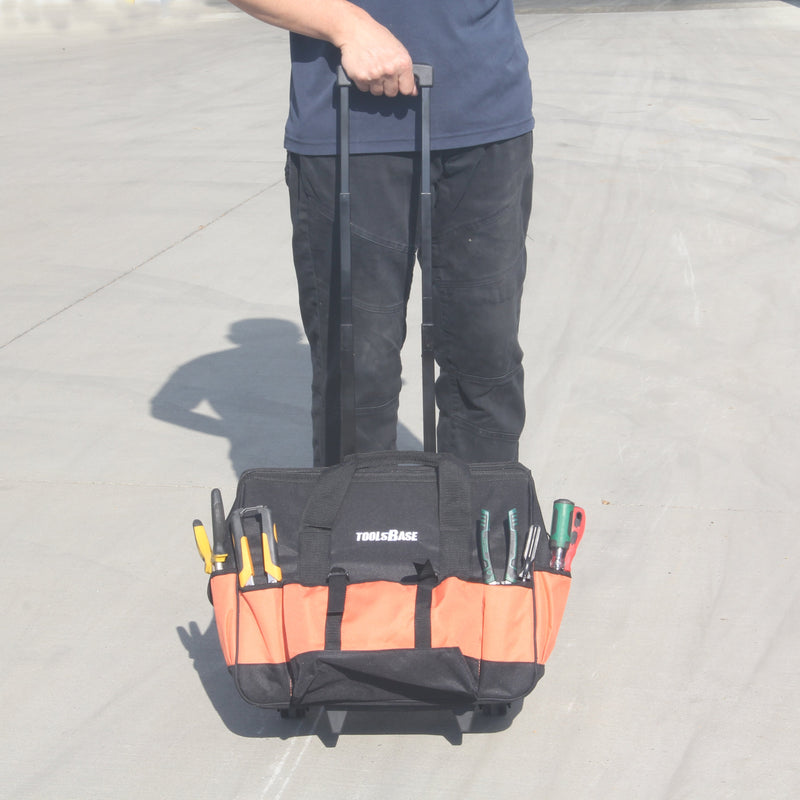 16" Heavy Duty Rolling tools bag Steel Handle, ToolsBase