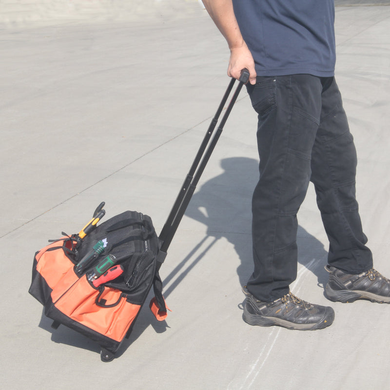 16" Heavy Duty Rolling tools bag Steel Handle, ToolsBase