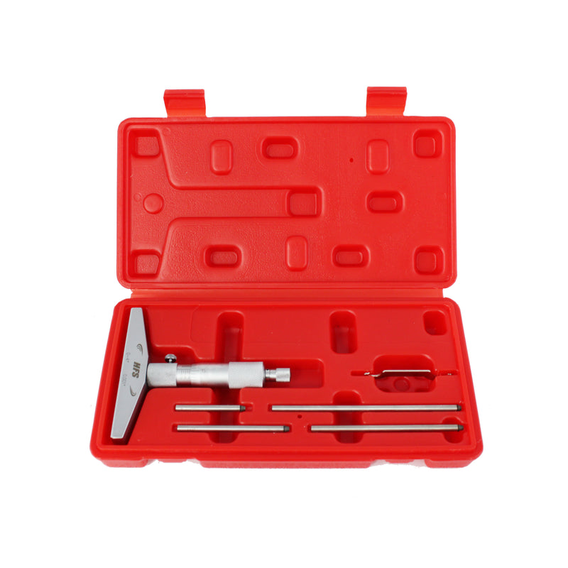 Depth Micrometer, 0-4" Measuring Range, 0.001" Resolution, 4" Base