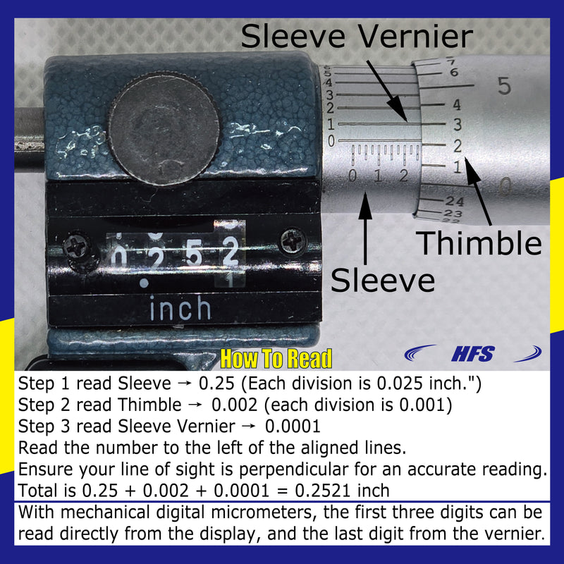 1" Digital Outside Micrometer Digit Counter Carbide Tips 0.0001"
