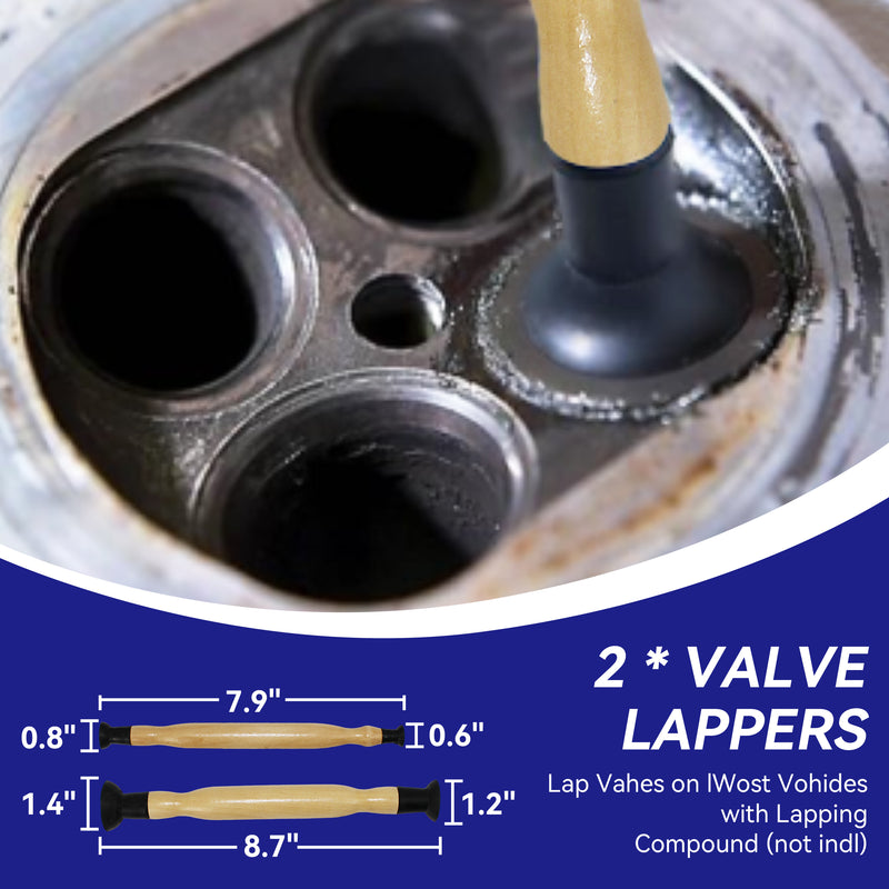 Valve Spring Compressor Tool Kit with Valve Lapping Tools, Fitting Valve retainers 0.2" to 0.3" and 0.3" to 0.4"