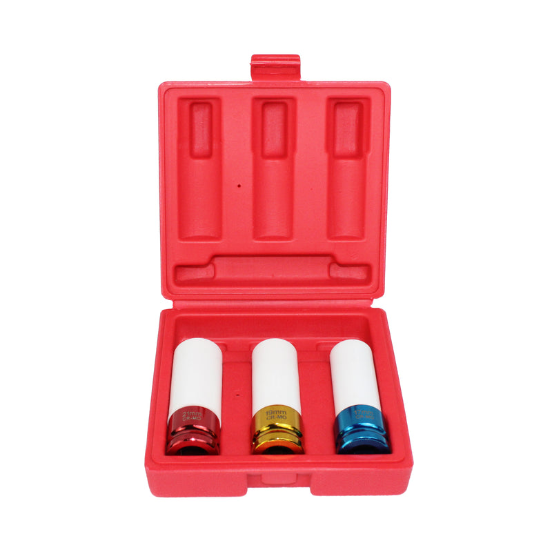 1/2-Inch Drive Metric Thin Wall Deep Wheel Protector Impact Socket Set