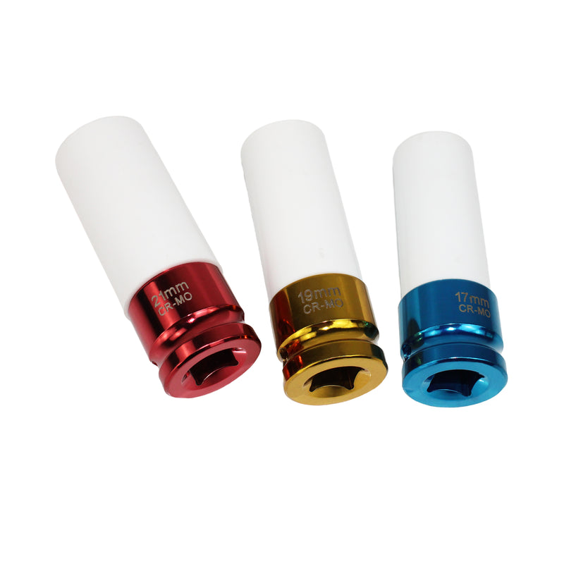 1/2-Inch Drive Metric Thin Wall Deep Wheel Protector Impact Socket Set