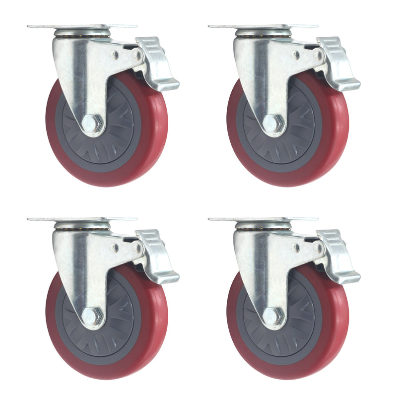 5-Inch Swivel Plate Caster Wheels Set of 4 with 1500lbs Loads Capacity