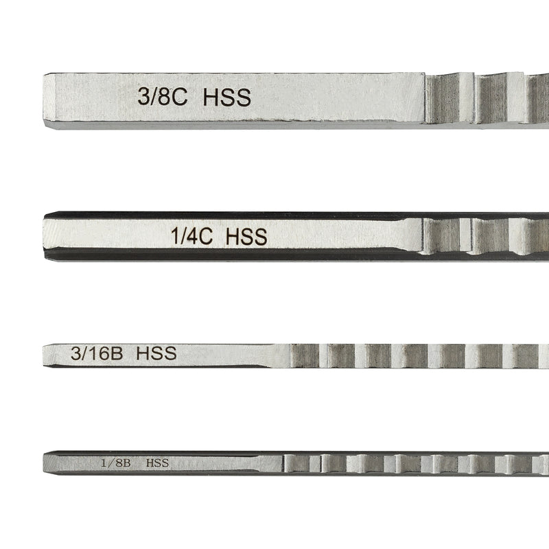 HFS(R) 18 PCS No.10 HSS Keyway Broach Set in Fitted Box, Precision Ground Teeth, 4 Broaches and 9 Bushings