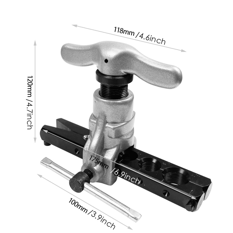 HFS(R Flaring Tools Set Tubing Pipe 6 Dies Sizes 1/4" 5/16" 3/8" 1/2" 5/8" 3/4" Eccentric Cone Type Kit for Water Gas Brake Line Applications