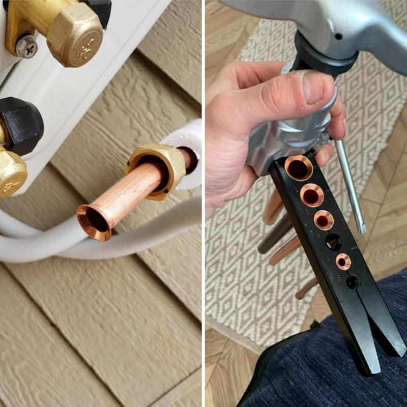 HFS Eccentric Flaring Tool Kit 45° Eccentric Tube Flaring Tool HVAC Refrigeration 7 Dies 3/16-3/4 inch Copper Brass Aluminum