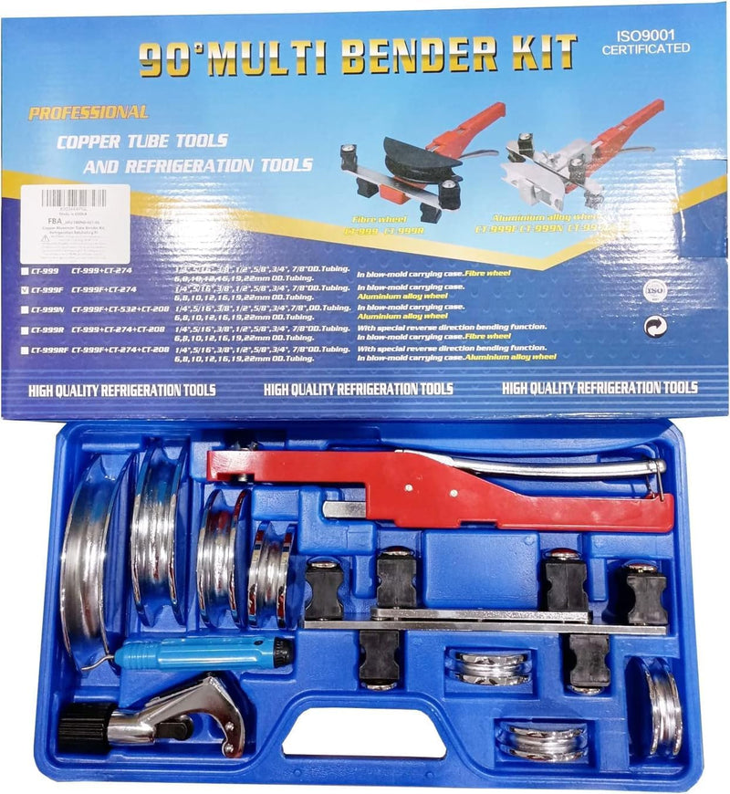 HFS(R) Copper Aluminum Tube Bender Kit, Refrigeration Ratcheting Pipe Tubing Bender Hand Tool 1/4 to 7/8 Inch with Tube Cutter for HVAC Refrigeration System