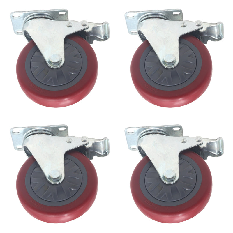 5-Inch Swivel Plate Caster Wheels Set of 4 with 1500lbs Loads Capacity