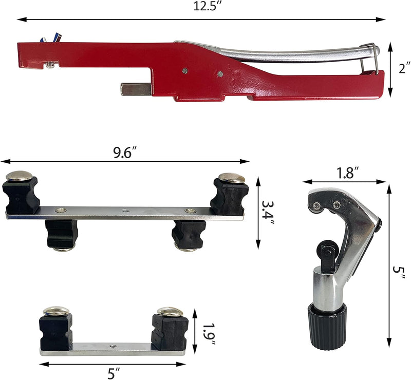 HFS(R) Copper Aluminum Tube Bender Kit, Refrigeration Ratcheting Pipe Tubing Bender Hand Tool 1/4 to 7/8 Inch with Tube Cutter for HVAC Refrigeration System