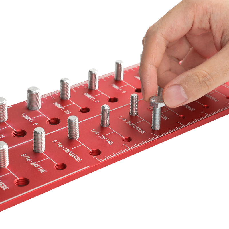 Nut and Bolt Thread Checker, Wall-mountable Bolt and Nut Identifier Gauge, 28 Sizes for Metric & Standard Threads