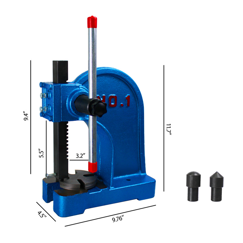 HFS(R) Manual Desktop Heavy Duty Arbor Press 1 Ton Cast Iron, Riveting Punching Holes