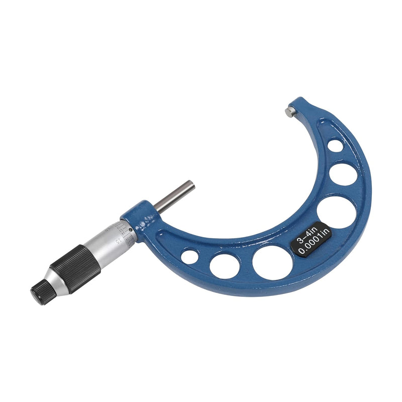3-4" Range .0001" Graduation Solid Metal Frame Outside Micrometer Plastic Case