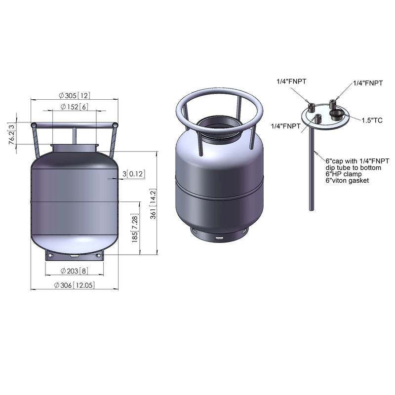 26 L, (30 lbs. Refrigerant), Vertical Storage Tank