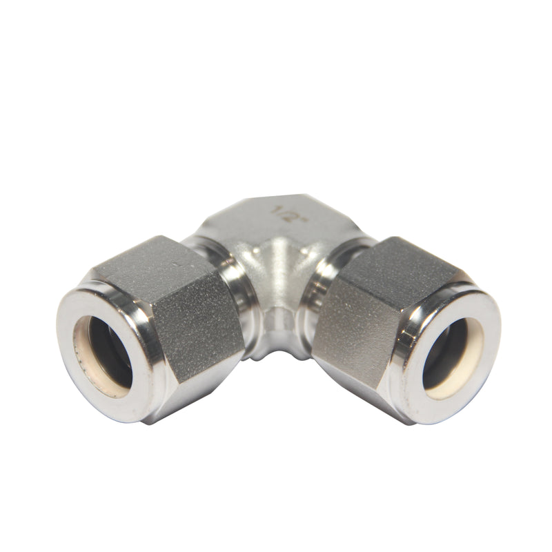 Compression Tube Fitting 90 Degree Elbow 1/2" Tube OD x 1/2" Tube OD Stainless Steel 316